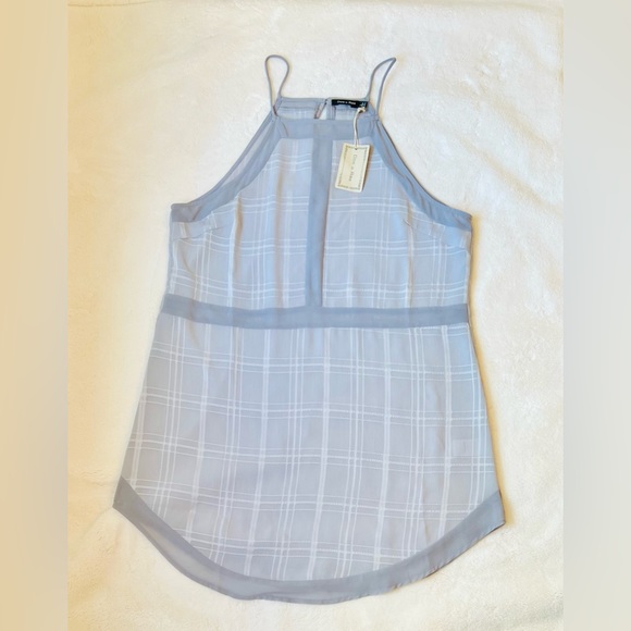 Doe & Rae light grey tunic dress or top with an apron neckline and rounded hem. - Picture 7 of 9